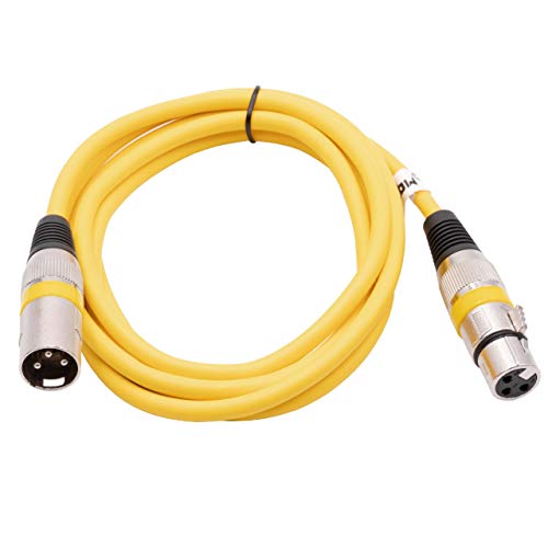 vhbw DMX-Kabel XLR Stecker auf XLR Buchse kompatibel mit Beleuchtung, Schweinwerfer, Bühnenlicht - 3-polig, PVC Kabel-Mantel, gelb, 2m von vhbw