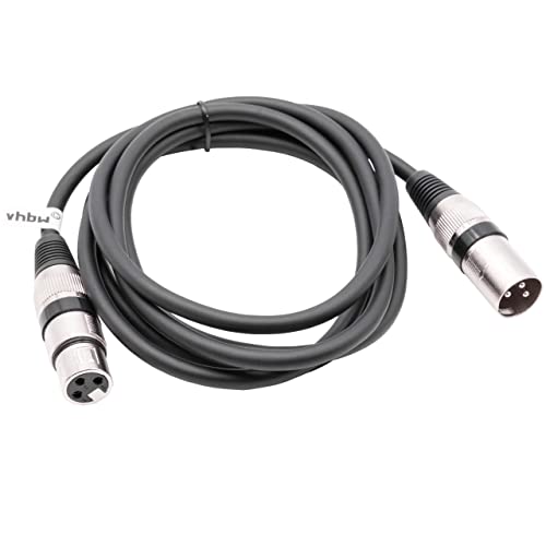 vhbw DMX-Kabel XLR Stecker auf XLR Buchse kompatibel mit Beleuchtung, Schweinwerfer, Bühnenlicht - 3-polig, PVC Kabel-Mantel, schwarz, 2m von vhbw