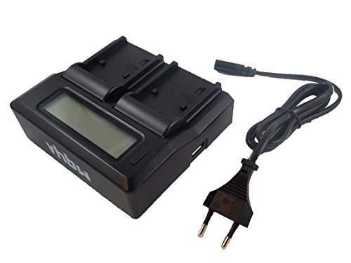 vhbw Dual Ladegerät kompatibel mit Panasonic NV-MX350EN, NV-MX5, NV-MX500, NV-MX5000 Kamera Camcorder Action Cam-Akku - Ladeschale mit Display von vhbw