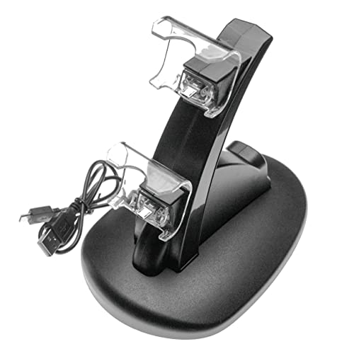vhbw Dual-Ladestation kompatibel mit Sony Playstation 4 PS4 Pro, 4 PS4 Slim Controller - Netzteil Halterung Ladegerät, schwarz von vhbw