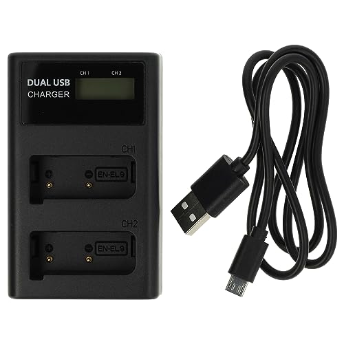 vhbw Dual USB/Micro-USB Akkuladegerät kompatibel mit Olympus Pen E-PL6, E-PL7 Digitalkamera Camcorder Action Cam-Akku - Ladeschale + Micro-USB-Kabel von vhbw