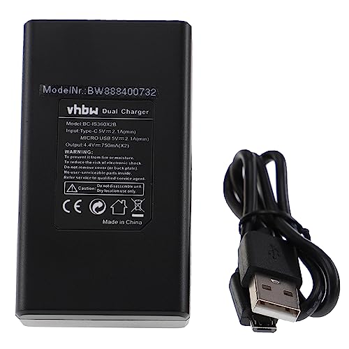 vhbw Dual USB/Micro-USB Ladegerät kompatibel mit Insta360 One X2 Kamera Camcorder-Akku - Ladeschale + Micro-USB-Kabel, Ladekontrollanzeige von vhbw