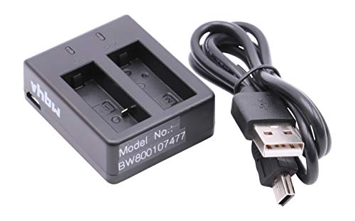 vhbw Dual USB Akku Ladegerät Ladeschale kompatibel mit Rollei Actioncam 425, 426, 510, 525, 540, 610 Digitalkamera- Camcorder- DSLR- Action Cam-Akku von vhbw