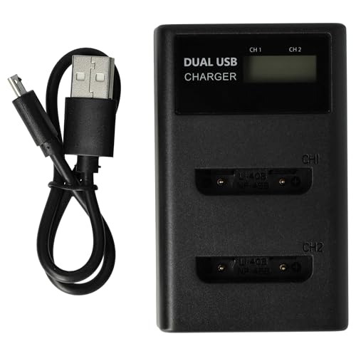 vhbw Dual USB Ladegerät kompatibel mit BenQ D032-05-8023, 02491-0061-21, 2H.02A1M.001, DLI216 Kamera/Akku - Ladeschale mit Display, 4,2 V vhbw Dual USB Ladegerät kompatibel mit BenQ D032-05-8023, 02491-0061-21, 2H.02A1M.001, DLI216 Kamera/Akku - Ladeschale mit Display, 4,2 V von vhbw
