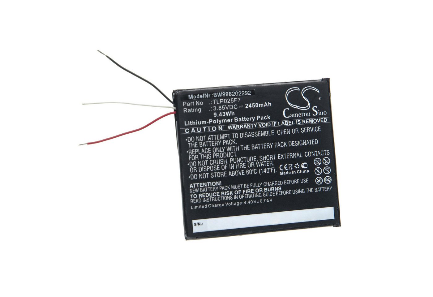 vhbw Ersatz für Alcatel TLP025FA, TLP025FC, TLP025F7 für Tablet / Notebook, Tablet-Akku Li-Polymer 2450 mAh von vhbw