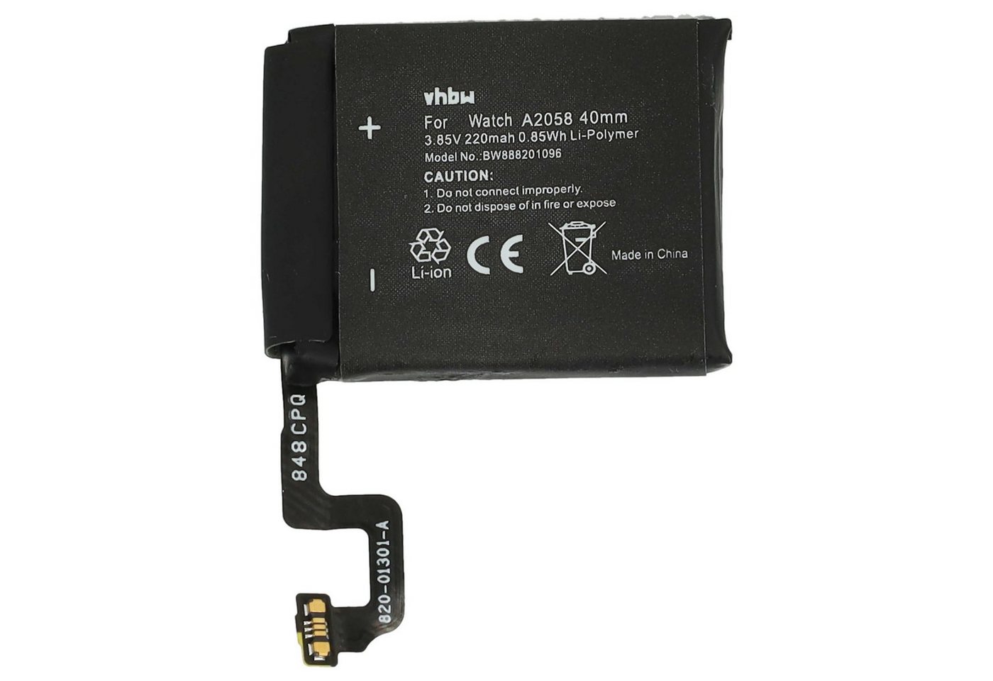 vhbw Ersatz für Apple A2058 für Smartwatch (220 mAh, 3,85 V, Li-Polymer) Akku Li-Polymer 220 mAh von vhbw