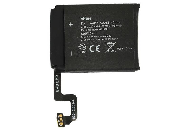 vhbw Ersatz für Apple A2058 für Smartwatch (220 mAh, 3,85 V, Li-Polymer) Akku Li-Polymer 220 mAh von vhbw