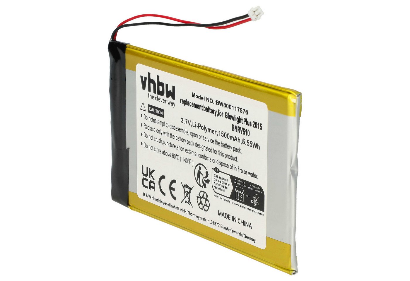 vhbw Ersatz für Barnes & Noble PR-285083 für Akku Li-Polymer 1500 mAh (3,7 V) von vhbw