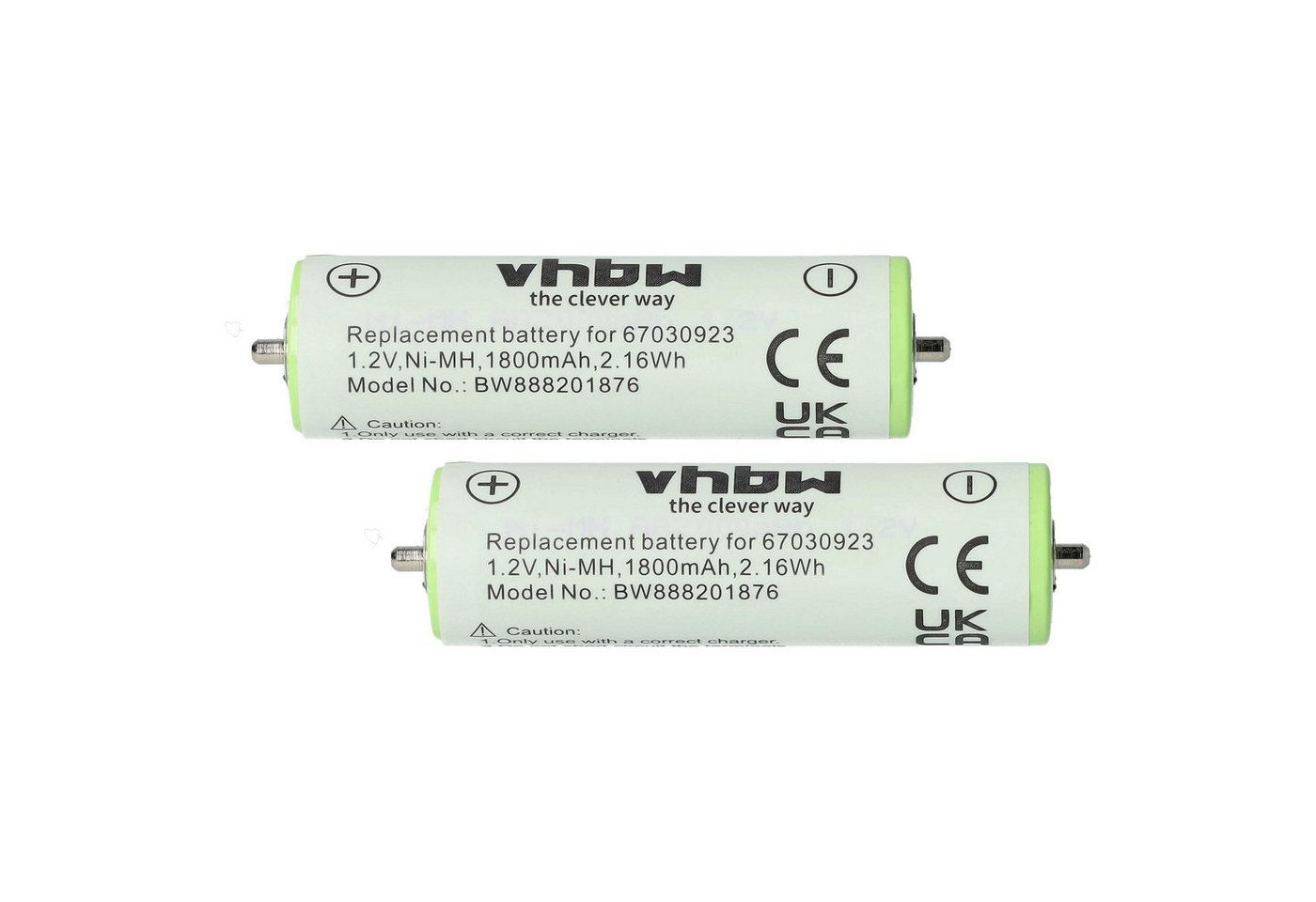 vhbw Ersatz für Braun 67030923, HR-AAUV, 7030923, 67030834, 67030165 für Akku NiMH 1800 mAh von vhbw