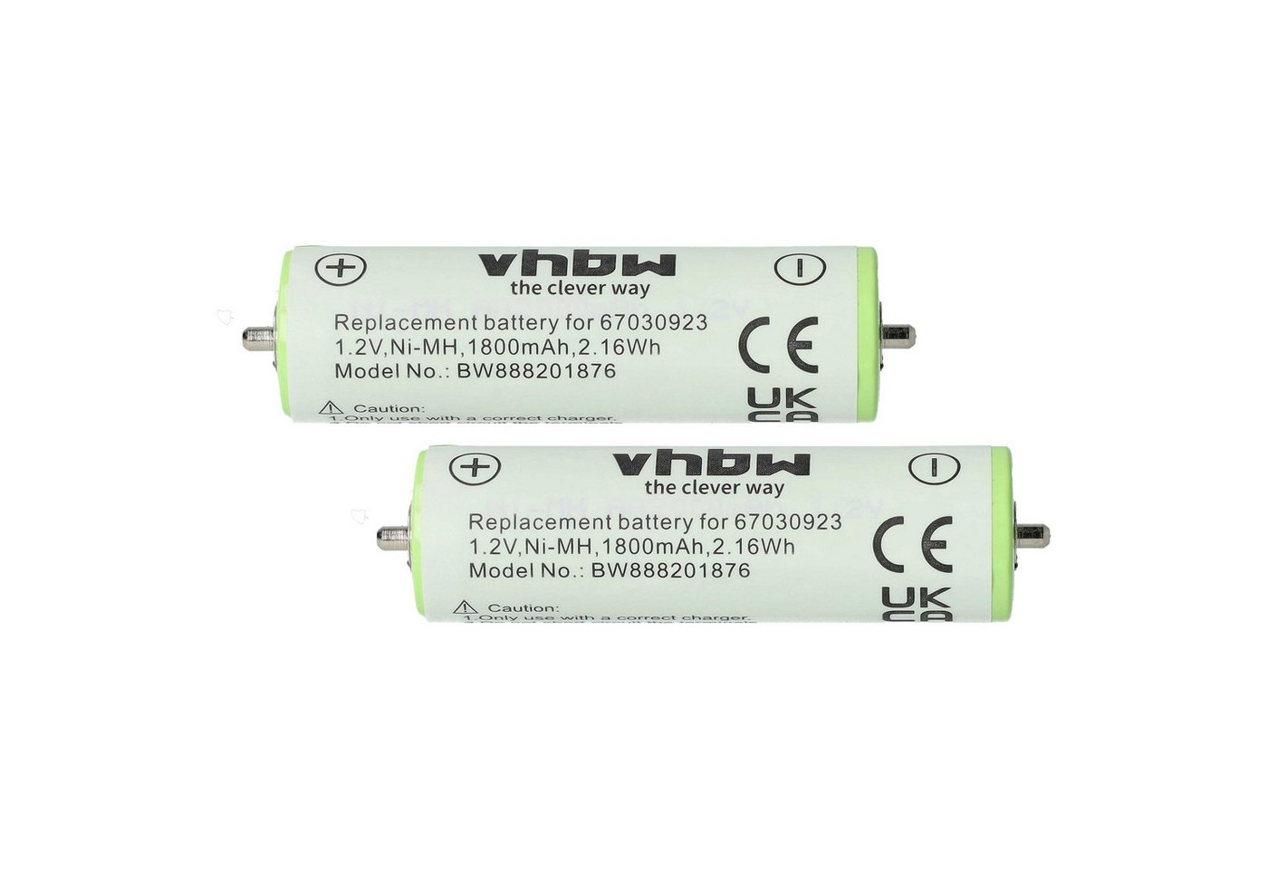 vhbw Ersatz für Braun 7030923, 67030165, 67030834, 67030923, 1HR-AAAUV, Akku 1800 mAh von vhbw