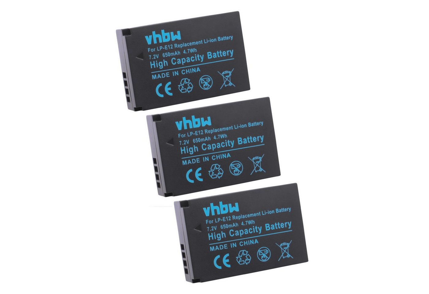 vhbw Ersatz für Canon LP-E12 für Kamera-Akku Li-Ion 650 mAh (7,2 V) von vhbw