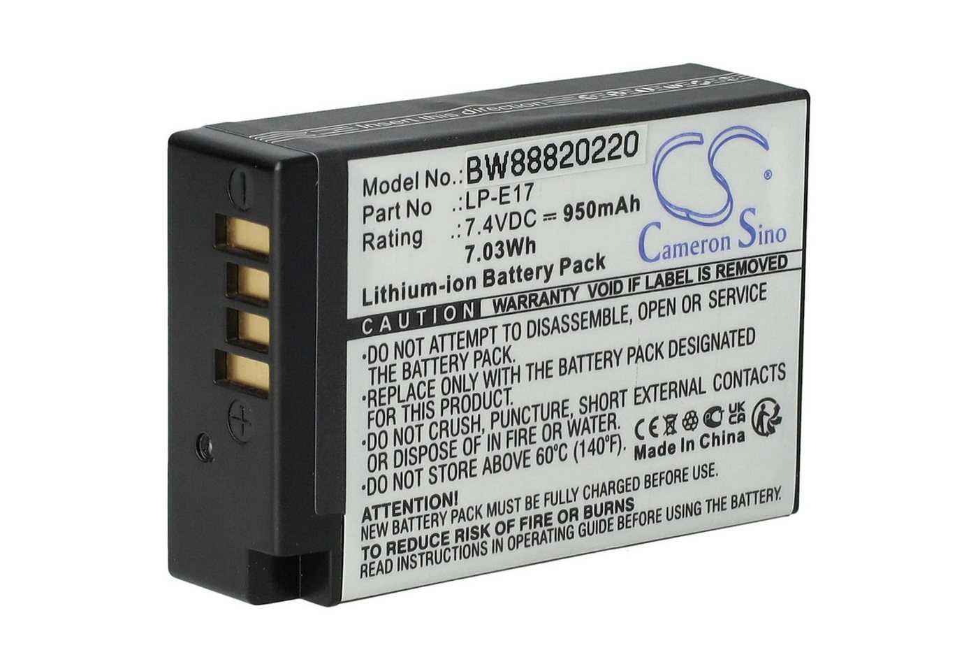 vhbw Ersatz für Canon LP-E17 für Kamera (950 mAh, 7,2 V, Li-Ion) Kamera-Akku Li-Ion 950 mAh von vhbw
