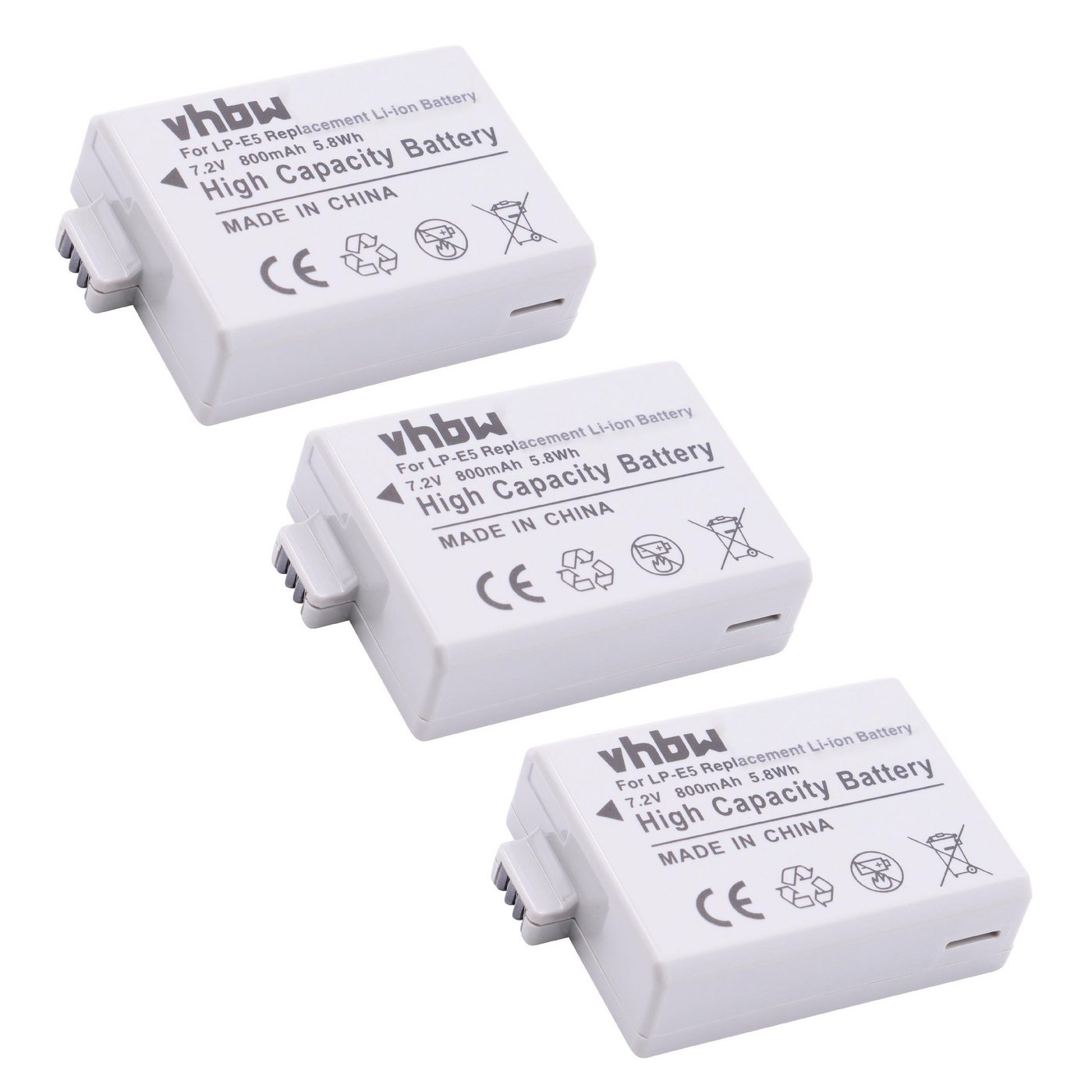 vhbw Ersatz für Canon LP-E5 für Digitalkamera (900 mAh, 7,4 V, Li-Ion) Kamera-Akku Li-Ion 900 mAh von vhbw