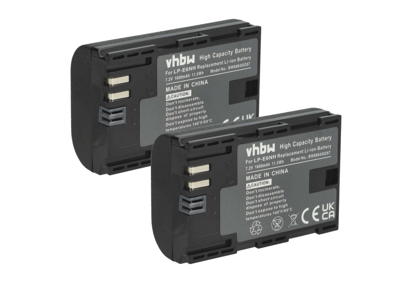 vhbw Ersatz für Canon LP-E6, LP-E6NH für Digitalkamera / Kamera (1600 mAh, Kamera-Akku Li-Ion 1600 mAh von vhbw