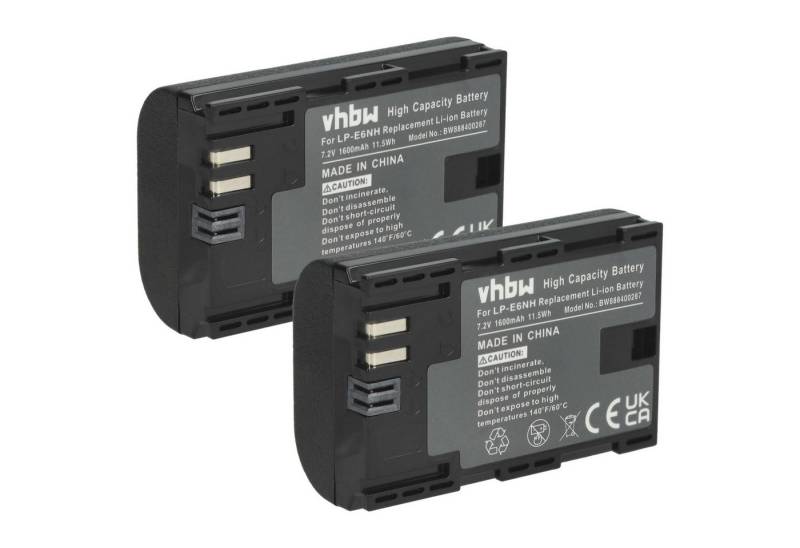 vhbw Ersatz für Canon LP-E6, LP-E6NH für Digitalkamera / Kamera (1600 mAh, Kamera-Akku Li-Ion 1600 mAh von vhbw