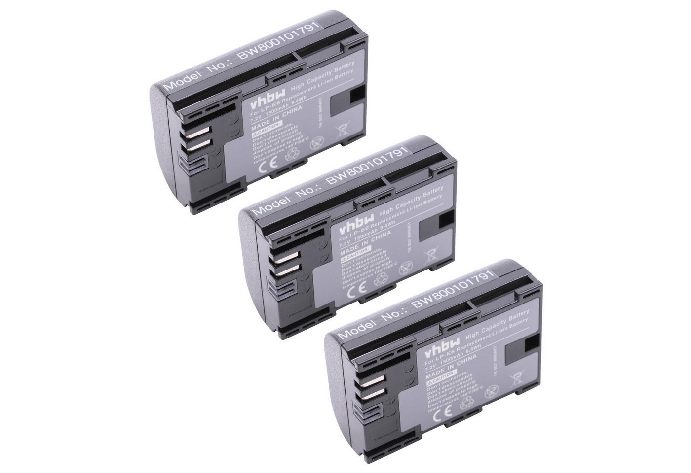 vhbw Ersatz für Canon LP-E6 für Digitalkamera (1300 mAh, 7,4 V, Li-Ion) Kamera-Akku Li-Ion 1300 mAh von vhbw
