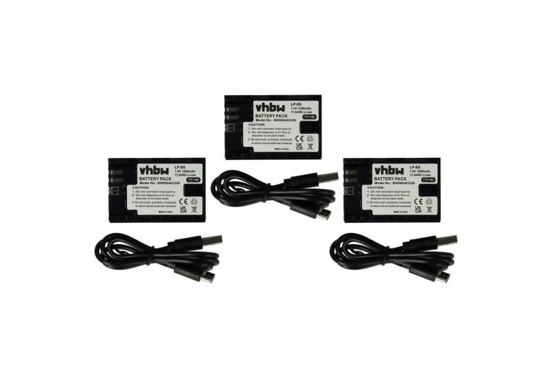vhbw Ersatz für Canon LP-E6 für Digitalkamera / Kamera / Batteriegriff / Kamera-Akku Li-Ion 1600 mAh von vhbw