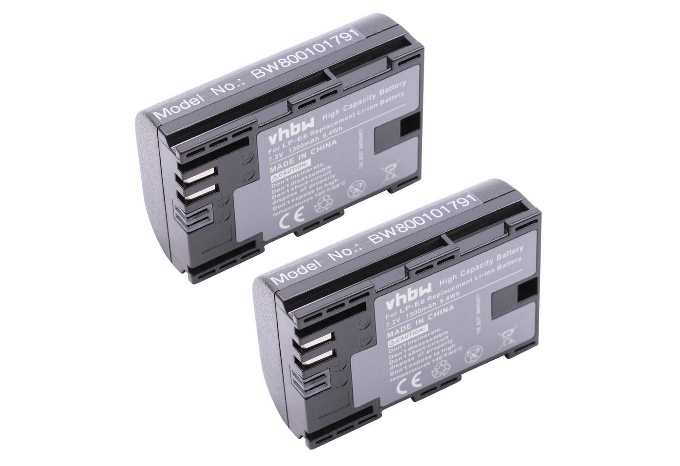 vhbw Ersatz für Canon LP-E6 für Kamera-Akku Li-Ion 1300 mAh (7,4 V) von vhbw