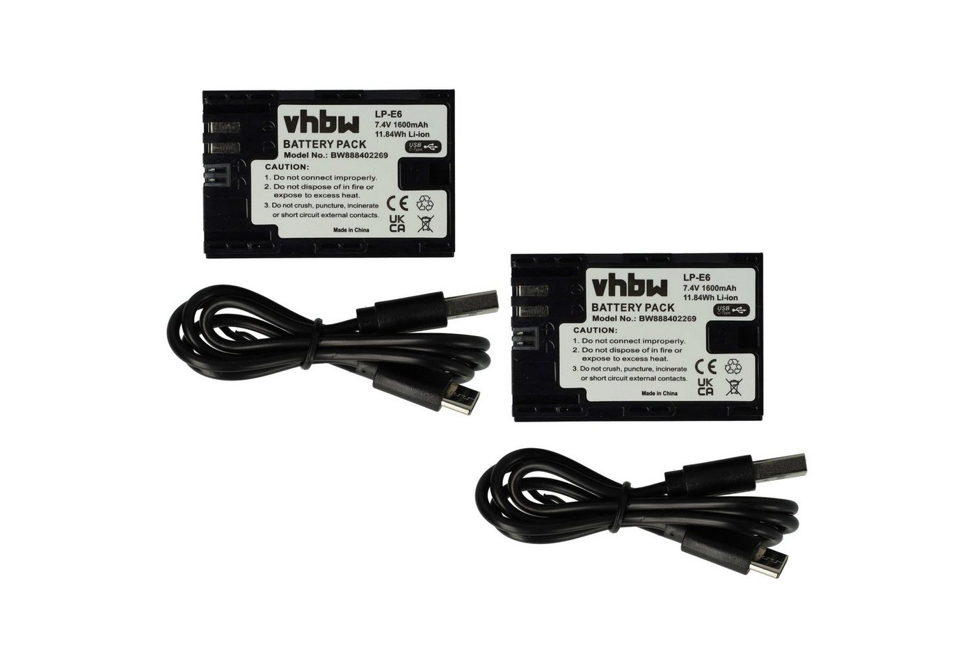 vhbw Ersatz für Canon LP-E6 für Kamera-Akku Li-Ion 1600 mAh (7,4 V) von vhbw