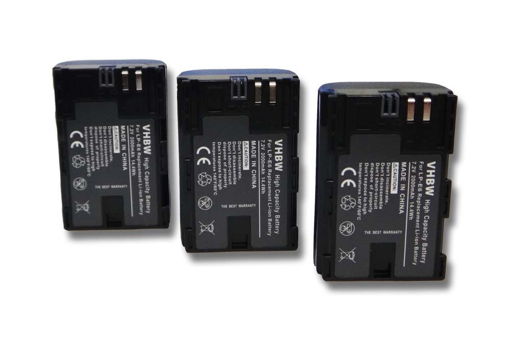 vhbw Ersatz für Canon LP-E6 für Kamera-Akku Li-Ion 2000 mAh (7,2 V) von vhbw