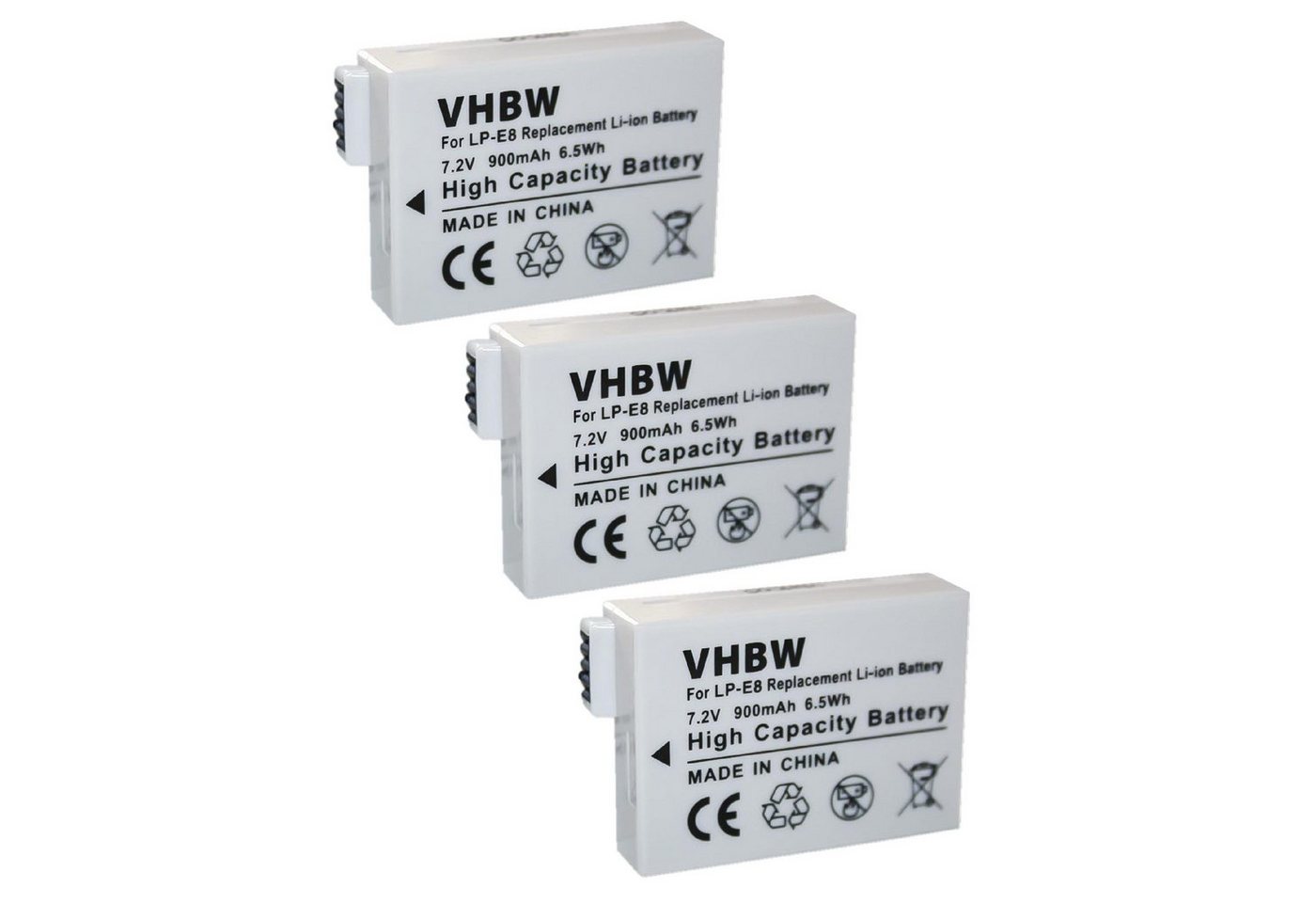 vhbw Ersatz für Canon LP-E8 für Foto / Kompaktkamera (900 mAh, 7,2 V, Kamera-Akku Li-Ion 900 mAh von vhbw