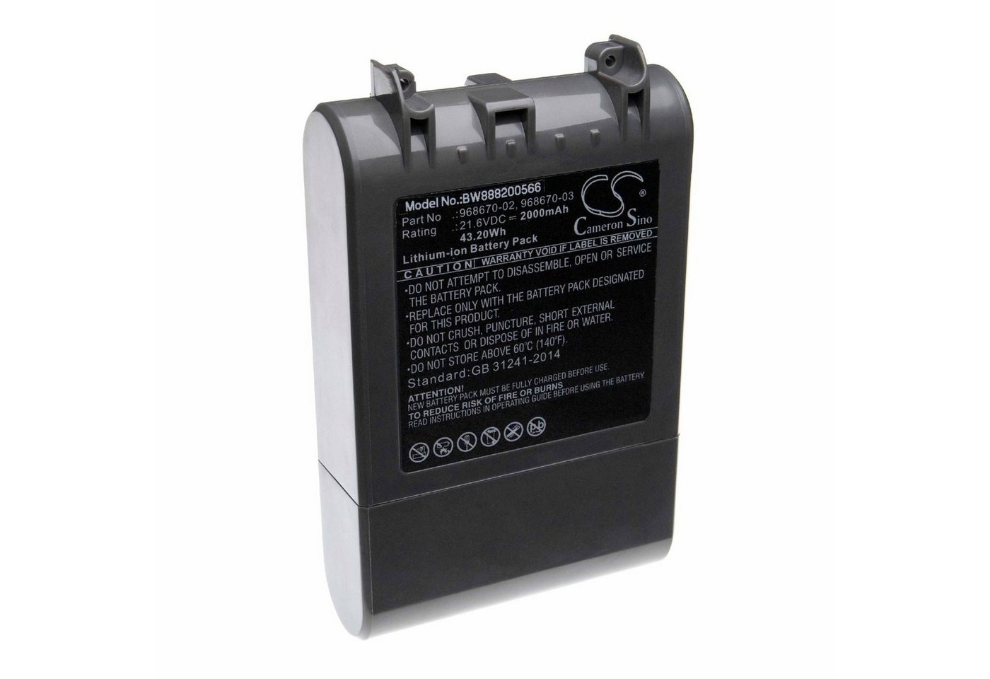 vhbw Ersatz für Dyson 968670-03, 968670-02 für Staubsauger (2000 mAh, 21,6 Staubsauger-Akku Li-Ion 2000 mAh von vhbw