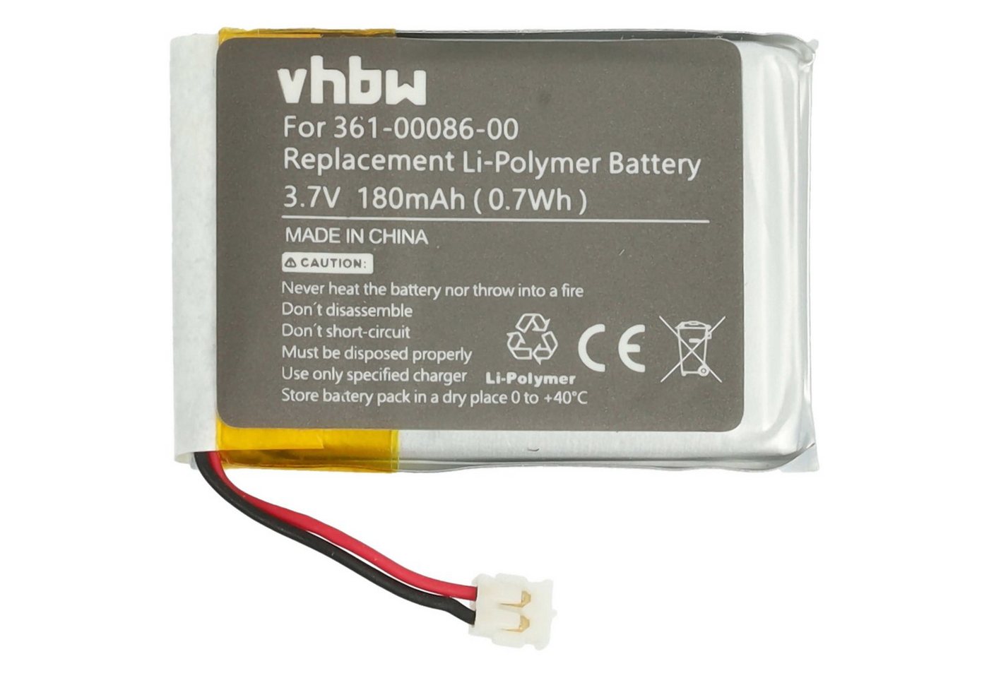 vhbw Ersatz für Garmin 361-00086-11, 361-00086-10 für Smartwatch (180 mAh, Akku Li-Polymer 180 mAh von vhbw