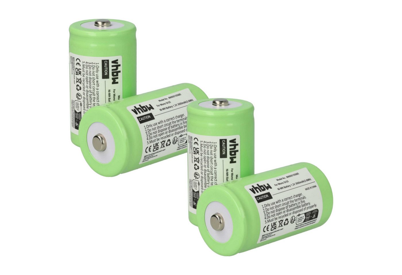 vhbw Ersatz für KR20, HR20, Mono D, R20, LR20 für (3000 mAh, 1,2 V, NiMH) Akku NiMH 3000 mAh von vhbw