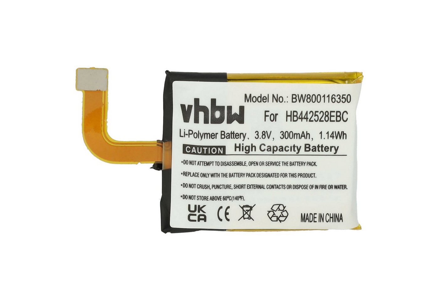 vhbw Ersatz für Huawei 1ICP5/25/28, Hb442528EBC für Smartwatch (300 mAh, Akku Li-Polymer 300 mAh von vhbw