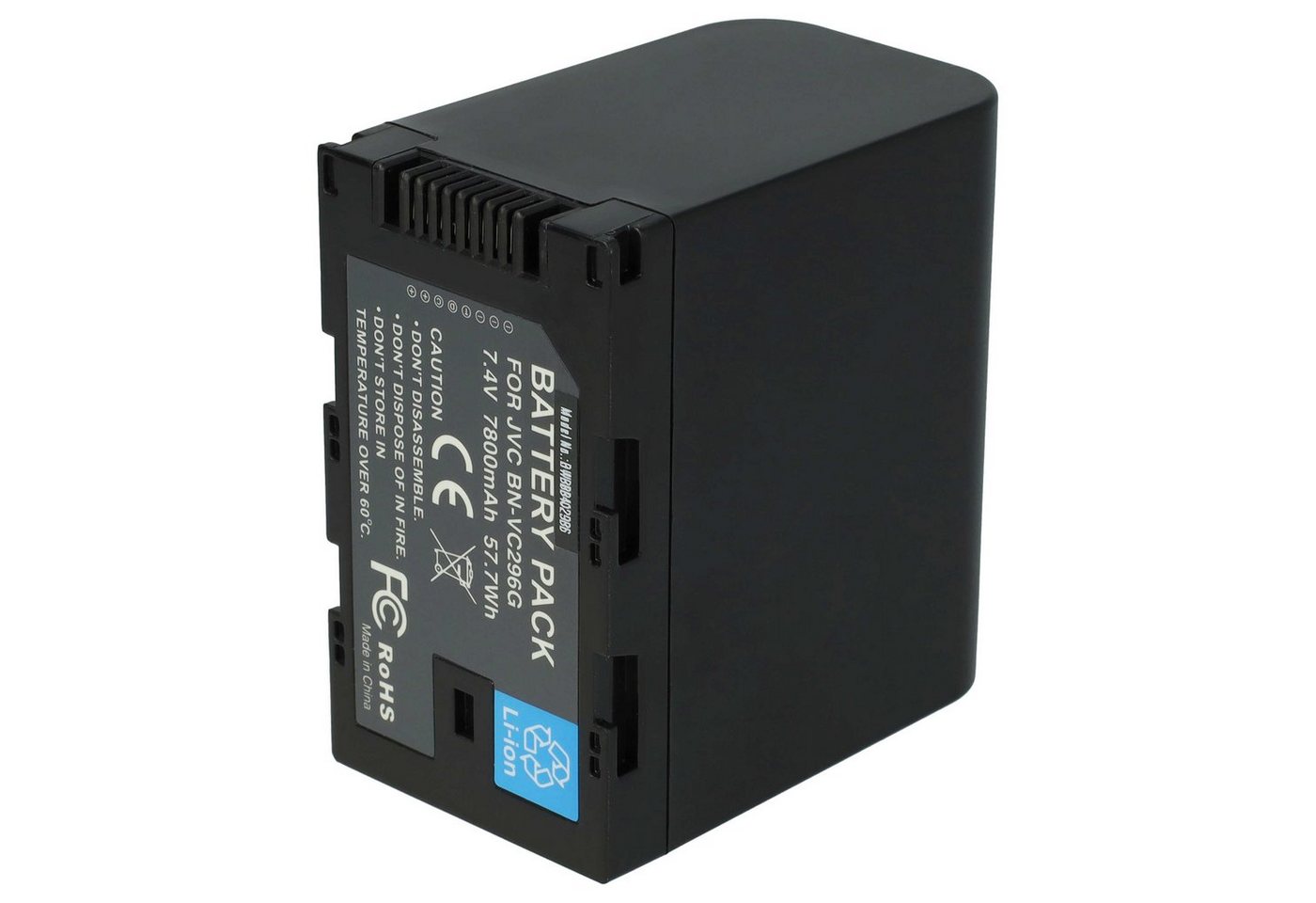 vhbw Ersatz für JVC BN-VC298G, BN-VC296G, BN-VC264G für Kamera / Camcorder Kamera-Akku Li-Ion 7800 mAh von vhbw