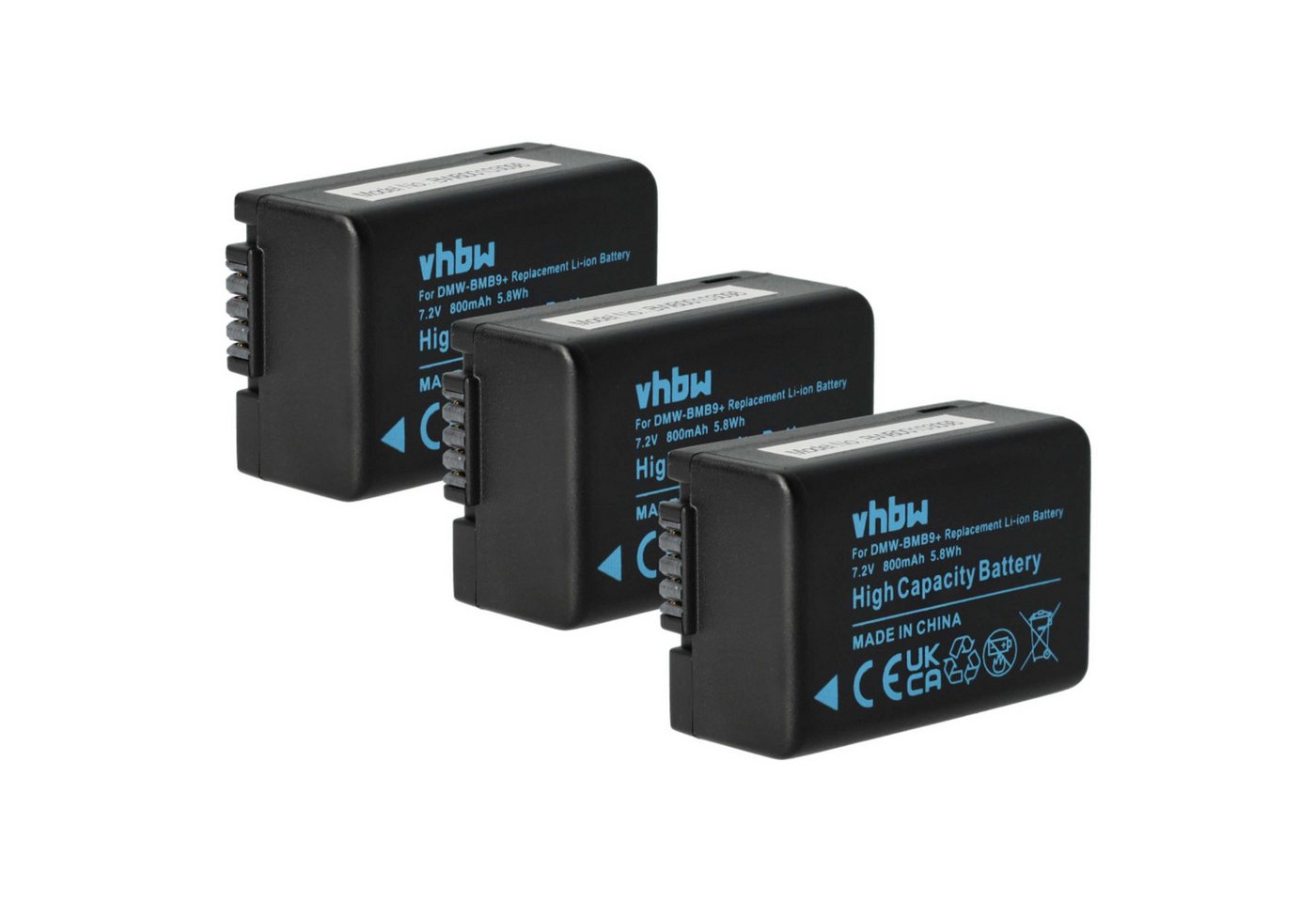 vhbw Ersatz für Panasonic DMC-BMB9, DMW-BMB9E für Digitalkamera / Kamera Kamera-Akku Li-Ion 800 mAh von vhbw