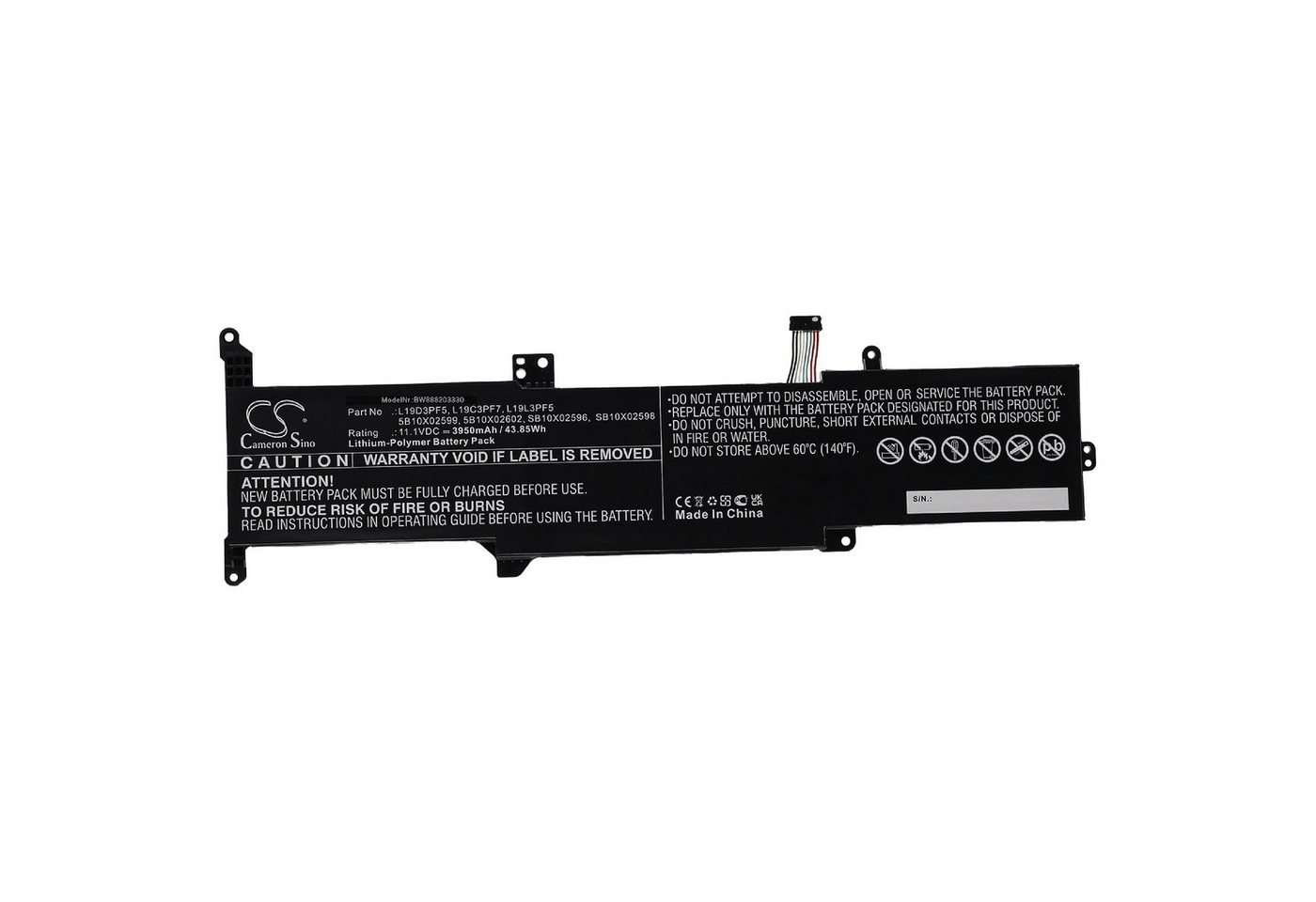 vhbw Ersatz für Lenovo SB10X02598, SB10X02601 für Laptop-Akku Li-Polymer 3950 mAh (11,1 V) von vhbw