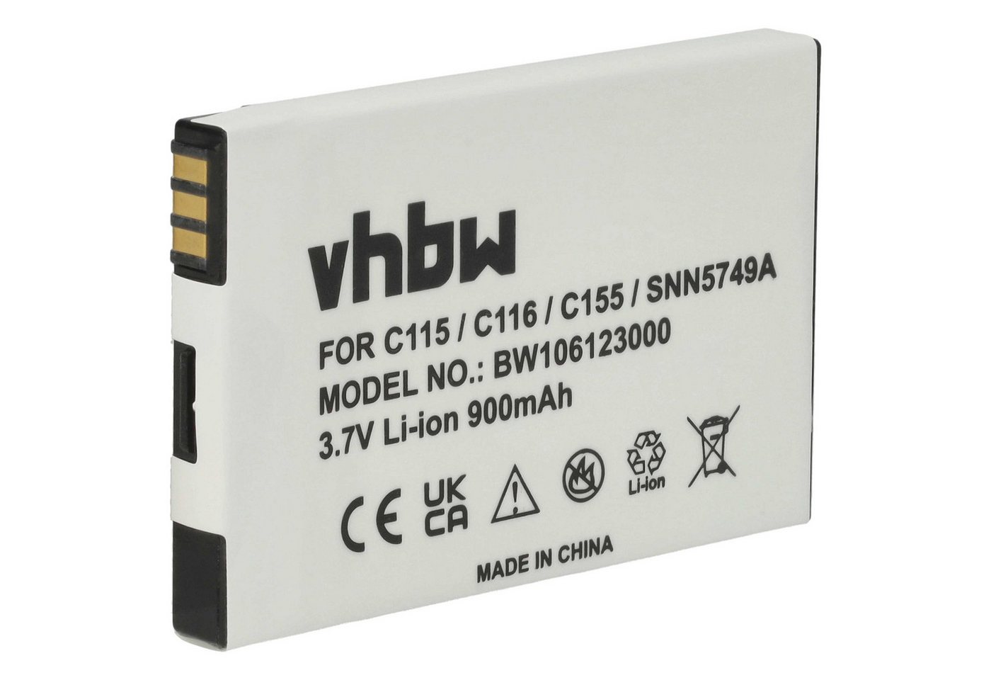 vhbw passend für TCM Tchibo 103, 104, 2, 202 Mobilfunk (900 mAh, 3,7 V, Smartphone-Akku Li-Ion 900 mAh von vhbw