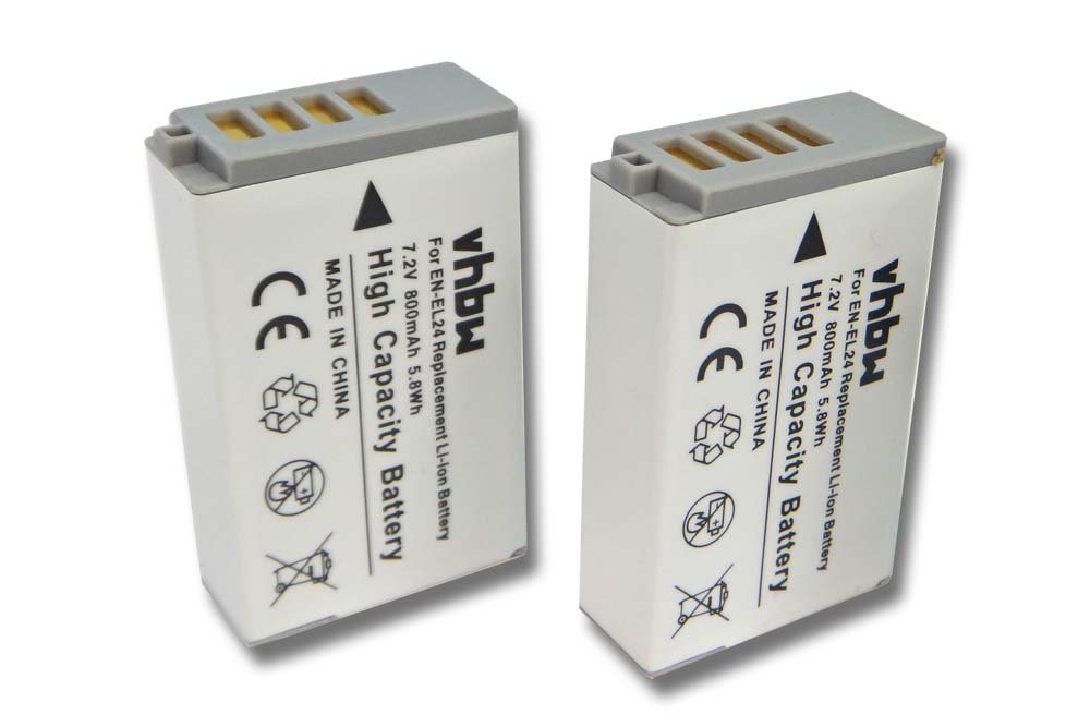 vhbw Ersatz für Nikon VFB11901, EN-EL24 für Digitalkamera / Kamera (800 Kamera-Akku Li-Ion 800 mAh von vhbw