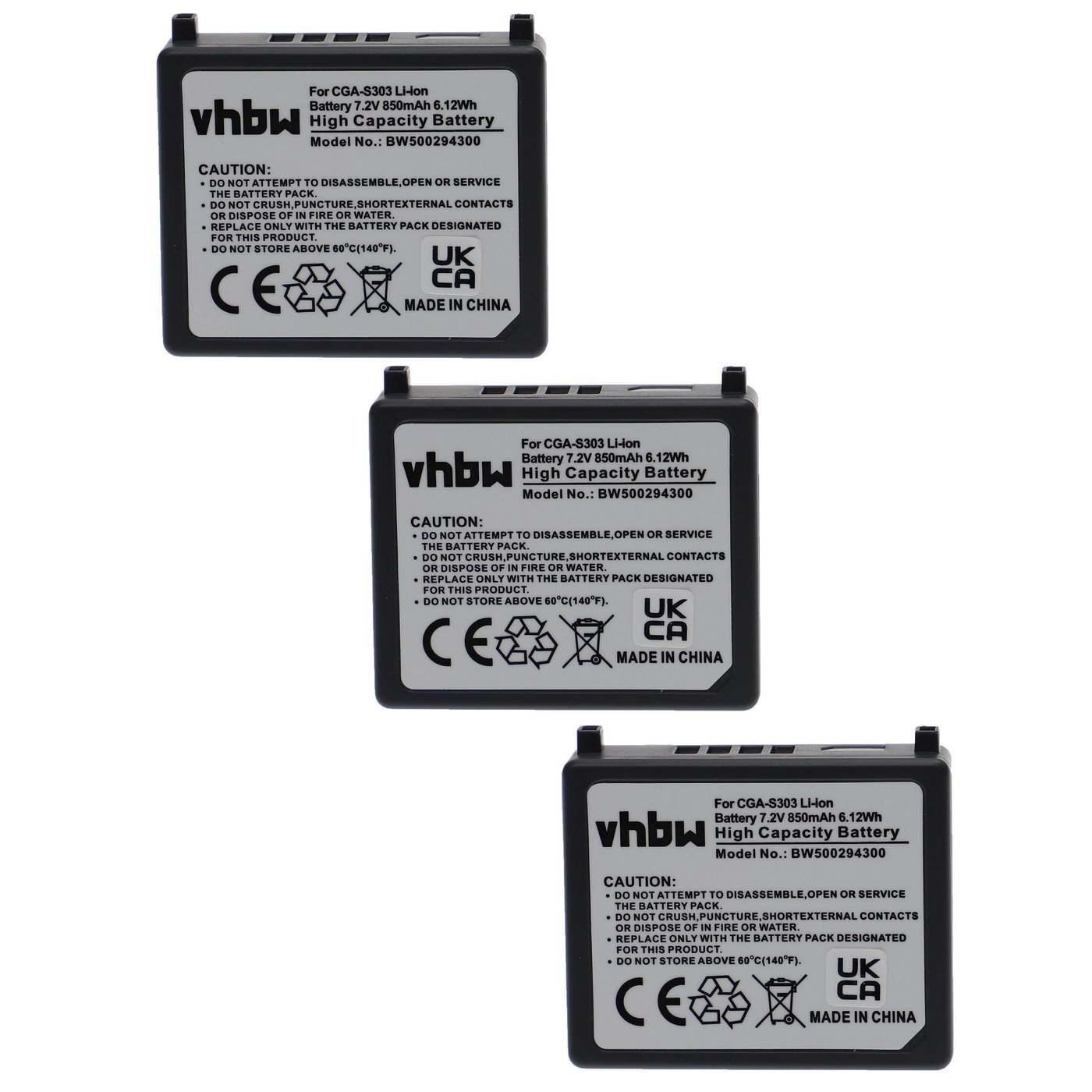 vhbw Ersatz für Panasonic CGA-S303, CGA-S303E für Kamera / Camcorder Kamera-Akku Li-Ion 500 mAh von vhbw
