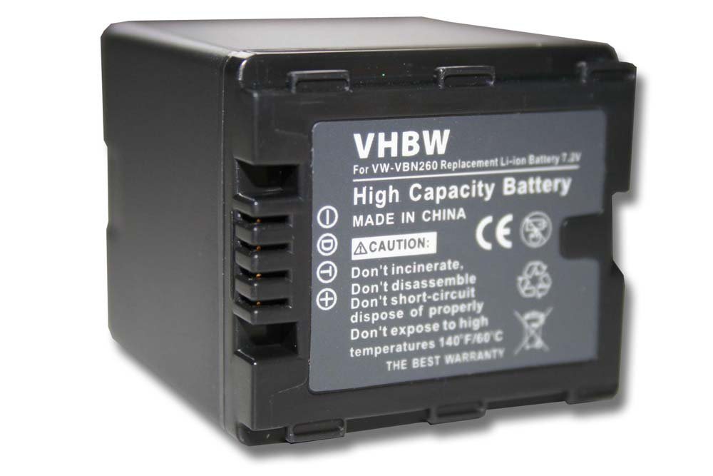 vhbw Ersatz für Panasonic VW-VBN130, VW-VBN130E, VW-VBN130E-K, VW-VBN260, Kamera-Akku 2200 mAh von vhbw