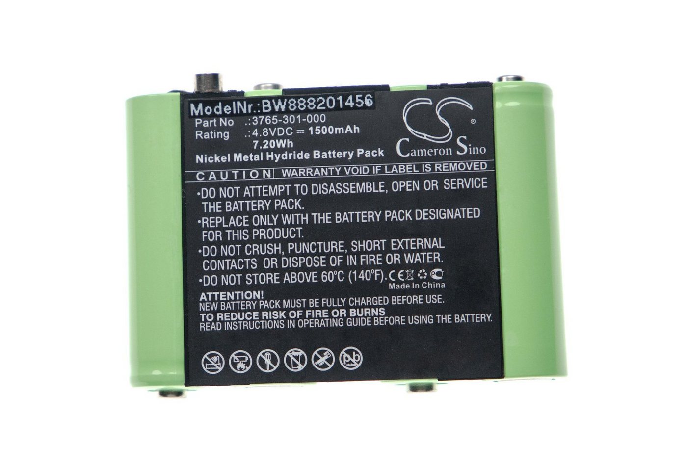 vhbw Ersatz für Peli 3765-301-000 für Taschenlampe (1500 mAh, 4,8 V, NiMH) Akku NiMH 1500 mAh von vhbw