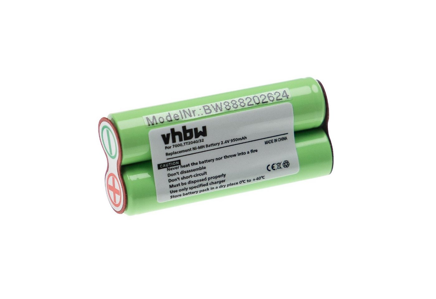 vhbw Ersatz für Philips TT2040/32 für Haushalt Rasierer (950 mAh, 2,4 V, Akku NiMH 950 mAh von vhbw