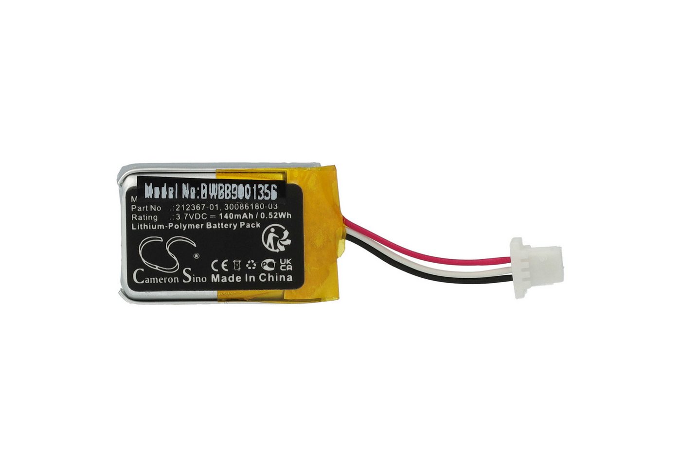 vhbw Ersatz für Plantronics 30086180-03, 212367-01 (3 pin), 212367-01 für Akku Li-Polymer 140 mAh von vhbw
