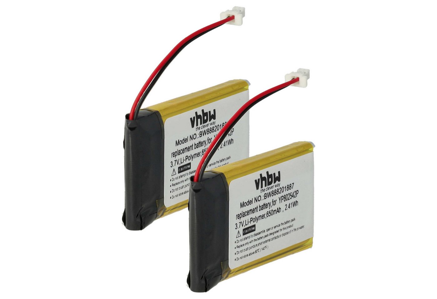 vhbw Ersatz für Sena YP802542P für Headset (650 mAh, 3,7 V, Li-Polymer) Akku Li-Polymer 650 mAh von vhbw