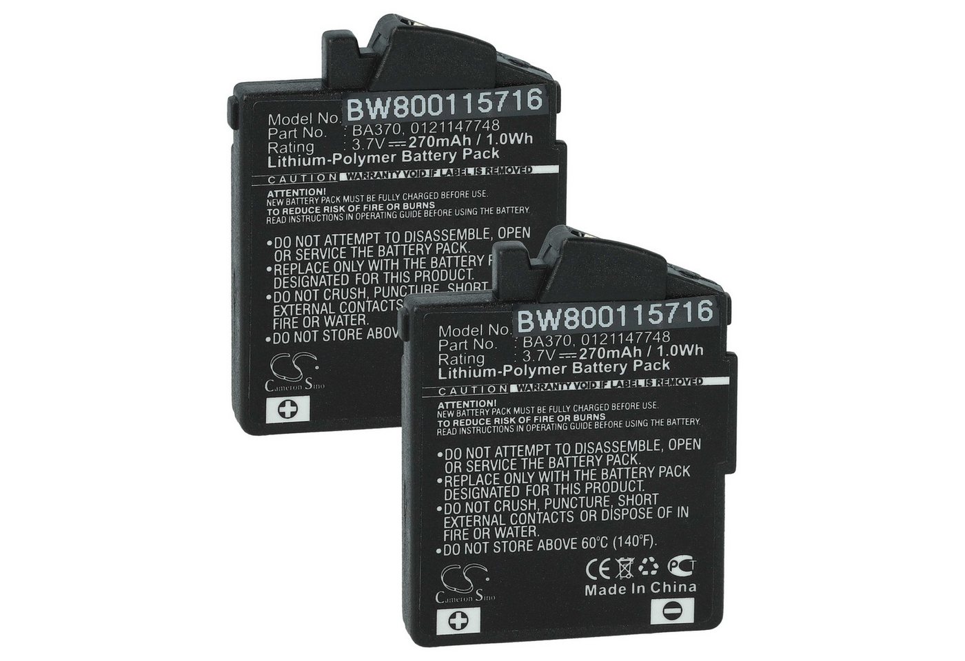 vhbw Ersatz für Sennheiser 0121147748, BA370, BA-370PX, BA 370 PX für Akku Li-Polymer 270 mAh von vhbw