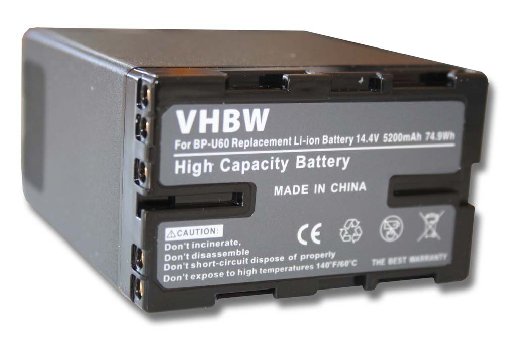 vhbw Ersatz für Sony BP-U60, BP-U95, BP-U30, BP-U90 für Kamera / Camcorder Kamera-Akku Li-Ion 5200 mAh von vhbw