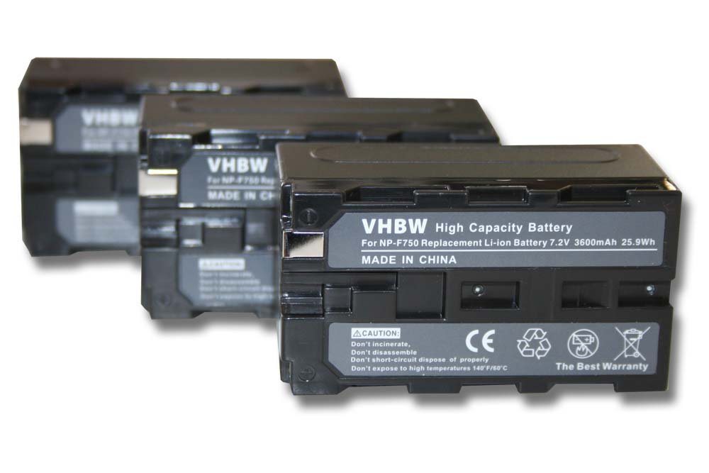 vhbw Ersatz für Sony NP-F750SP, NP-F930, NP-F950, NP-F750 für Kamera-Akku Li-Ion 3600 mAh (7,2 V) von vhbw