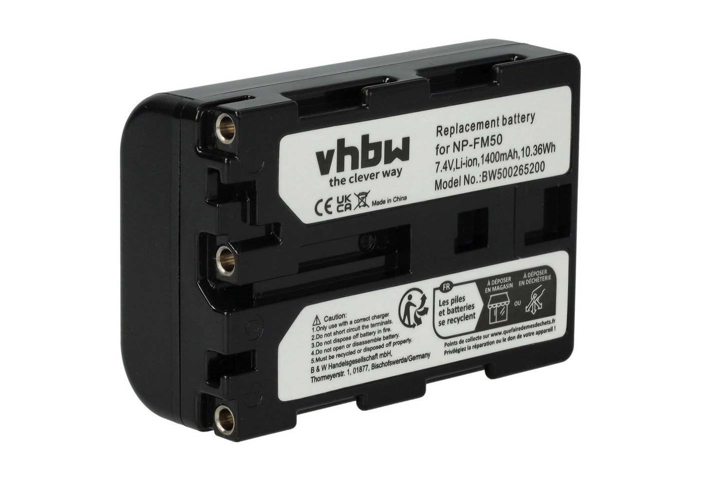 vhbw passend für Trotec IC120, IC60, IC100, IC80 Camcorder (1400 mAh, 7,4 Kamera-Akku Li-Ion 1400 mAh von vhbw