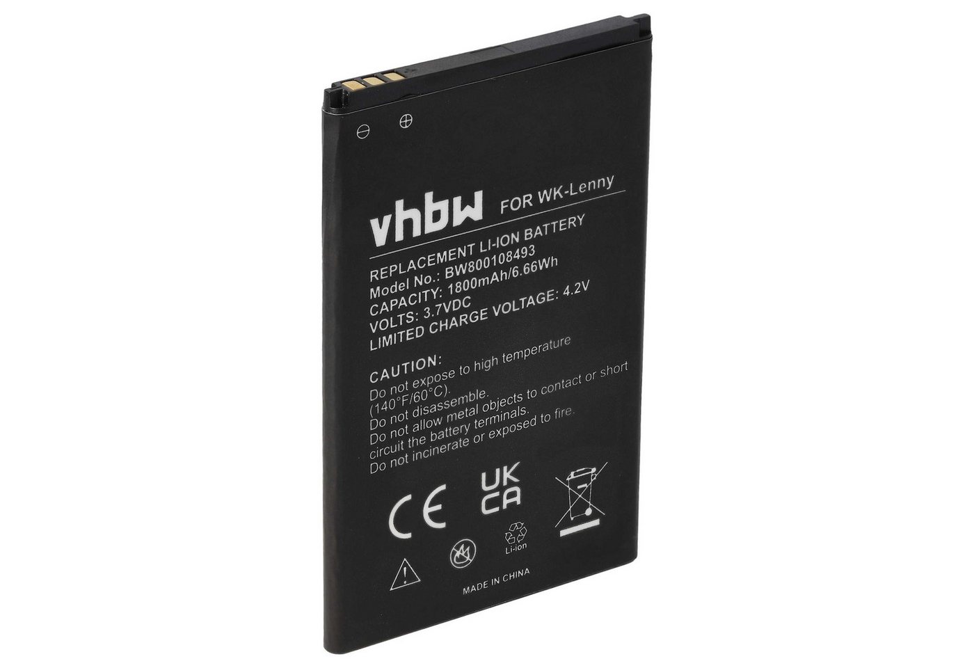 vhbw Ersatz für Wiko 3702, 5030 für Mobilfunk (1800 mAh, 3,7 V, Li-Ion) Smartphone-Akku Li-Ion 1800 mAh von vhbw