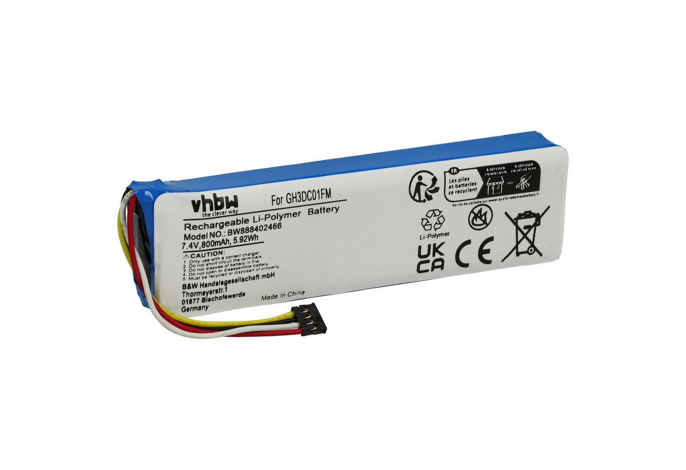 vhbw Ersatz für Xiaomi GH3DC01FM für Gimbal-Kamera / Kamera (800 mAh, 7,4 Kamera-Akku Li-Polymer 800 mAh von vhbw