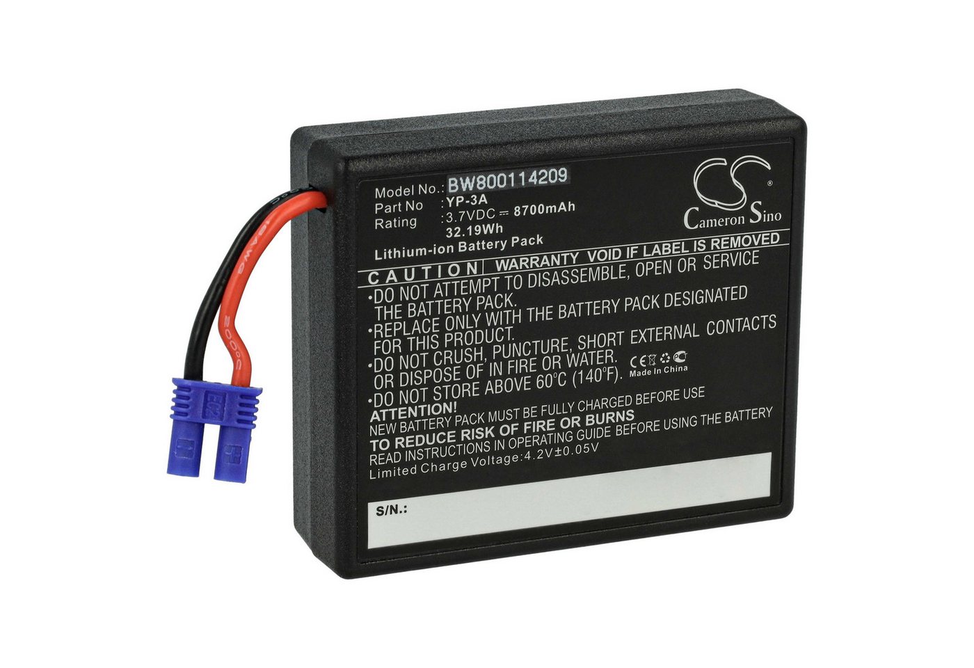 vhbw Ersatz für Yuneec ST16F, 58-000160, YP-3A, ST16 für Drohnen-Akku Li-Ion 8700 mAh (3,7 V) von vhbw