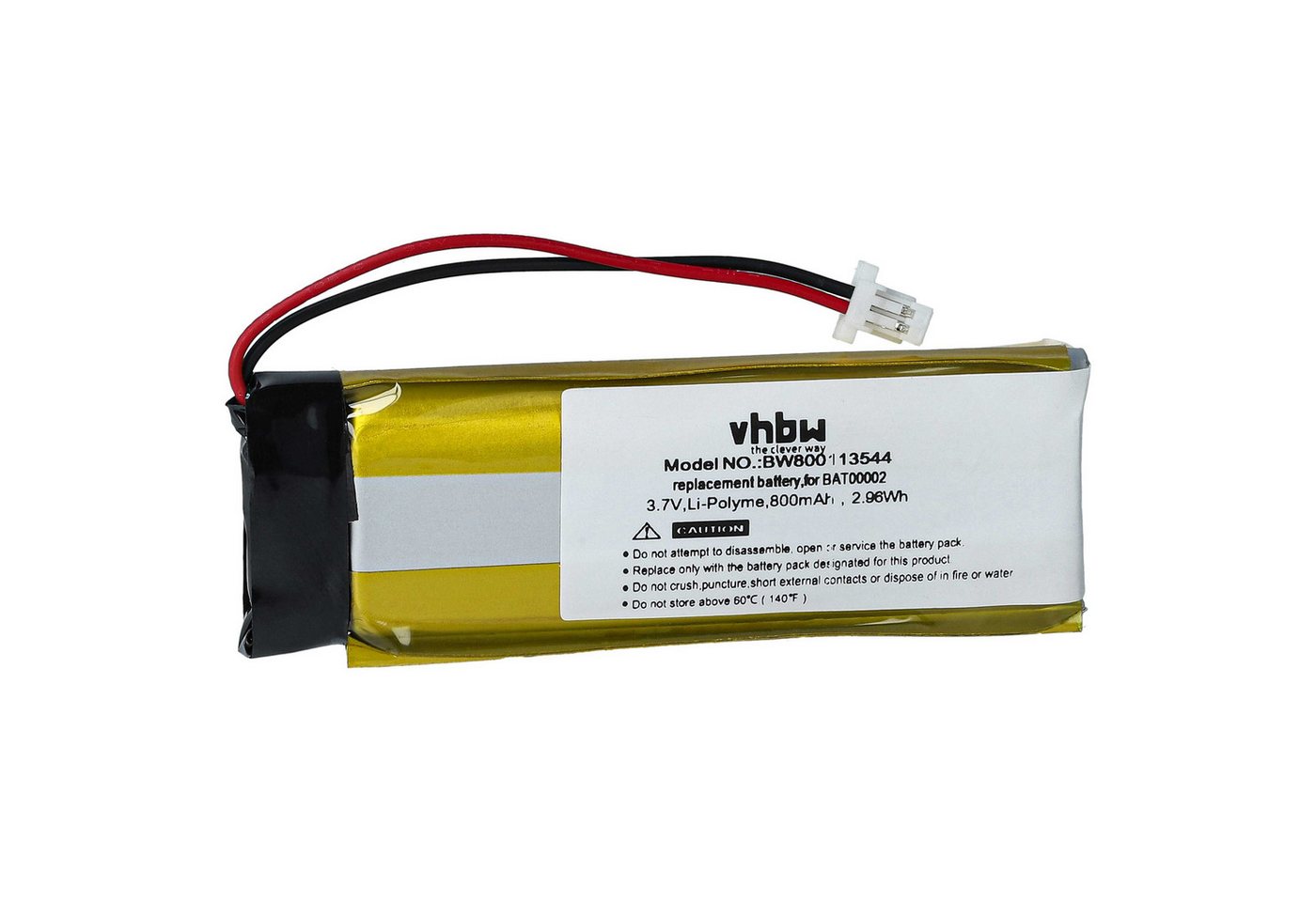 vhbw Ersatz für BAT00002, WW452050-2P, ZN452050PC-1S2P für Kopfhörer (800 Akku Li-Polymer 800 mAh von vhbw