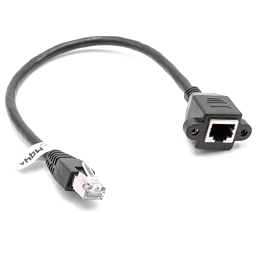 vhbw Ethernet LAN Verlängerungskabel Cat6 Verlängerung RJ45 Stecker auf Buchse 0.3m mit Einbaubuchse schwarz von vhbw