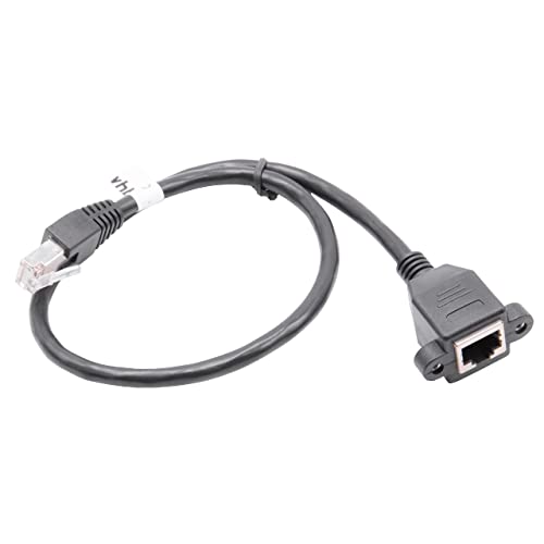 vhbw Ethernet LAN Verlängerungskabel Cat6 Verlängerung RJ45 Stecker auf Buchse 0.5m mit Einbaubuchse schwarz von vhbw